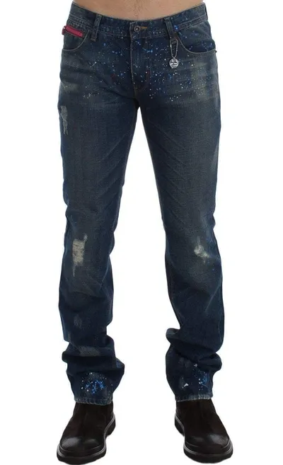 Costume National C'n'c   Wash Paint Slim Fit Pants Jeans In Blue