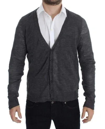 Costume National Wool Button Cardigan Men's Sweater In Gray