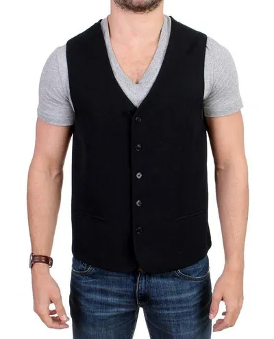 Costume National C'n'c  Wool Blend Casual Vest In Black