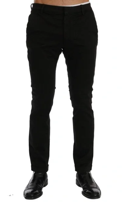 Costume National Slim Fit Cotton Stretch Men's Pants In Black