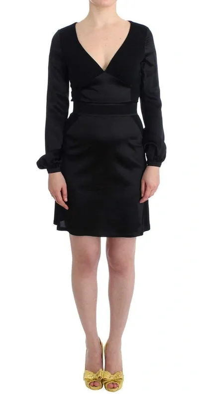 Gf Ferre' Black Longsleeved Wiggle Pencil Dress