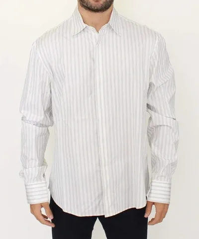 Ermanno Scervino Men  Striped Regular Fit Casual Shirt In White