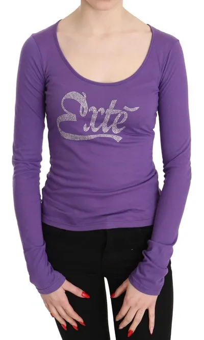 Exte Purple  Crystal Embellished Long Sleeve Top Blouse