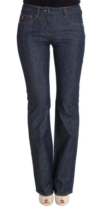 Gf Ferre' Cotton Flare Boot Cut Jeans In Blue