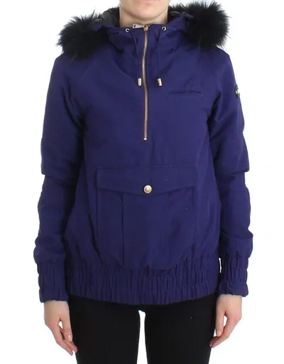 Gf Ferre' Padded Jacket Hooded Short K-way In Blue