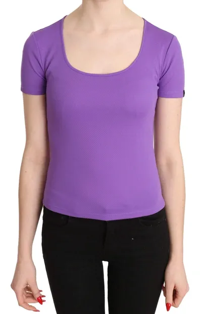 Gf Ferre' Purple  Polyester Short Sleeve Top  Blouse