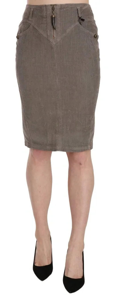 Just Cavalli Corduroy Pencil Straight A-line Skirt In Gray