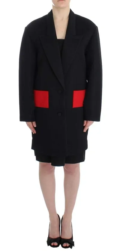 Kaale Suktae Coat Trench Long Draped Jacket Blazer In Black