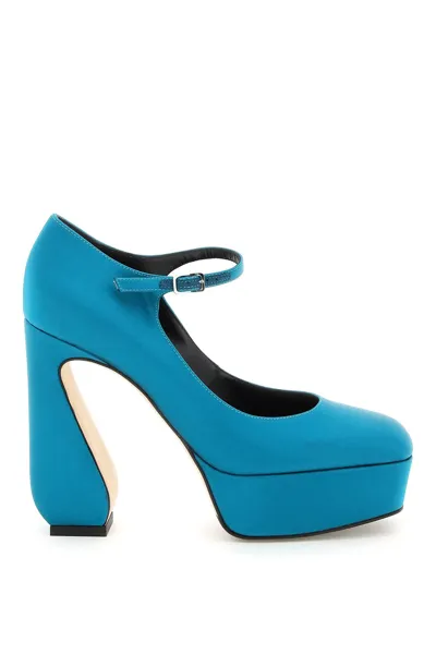 Si Rossi Crepe Satin Pumps In Blue