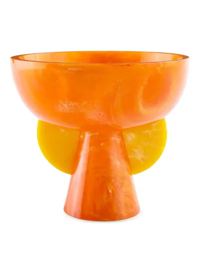 Jonathan Adler Mustique Pedestal Bowl In Orange Yellow