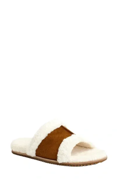 Revitalign Clara Orthotic Faux Fur Lined Slide Slipper In Saddle