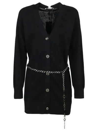 Michael Kors Merino Chain Cardigan In Black