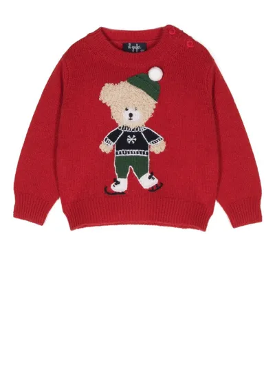 Il Gufo Babies' Intarsia-knit Jumper In Red