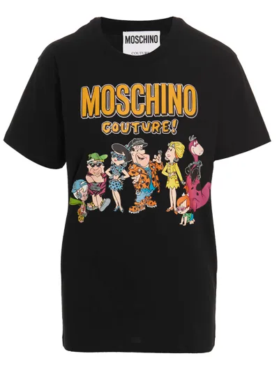 Moschino Flinstones Print T-shirt In Black