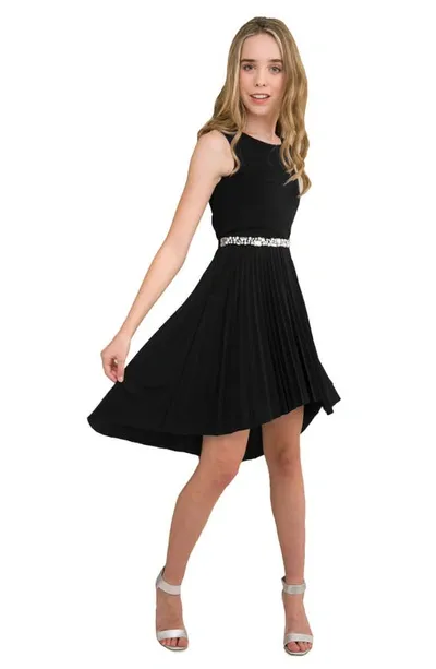 Un Deux Trois Kids' Little Girl's & Girl's Pleated High-low Dress In Black