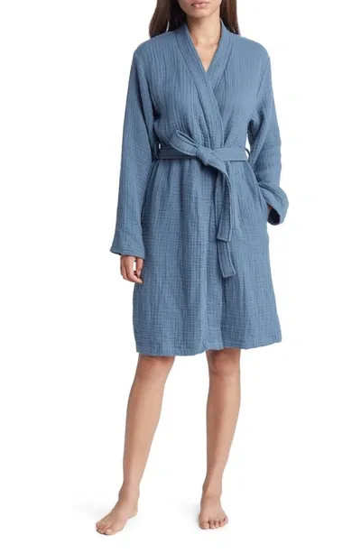 House No.23 Alaia Cotton Robe In Aegean Blue