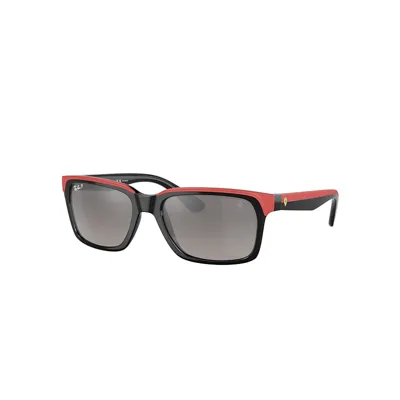 Ray Ban Rb4393m Scuderia Ferrari Collection Sunglasses Black On Red Frame Grey Lenses Polarized 56-18