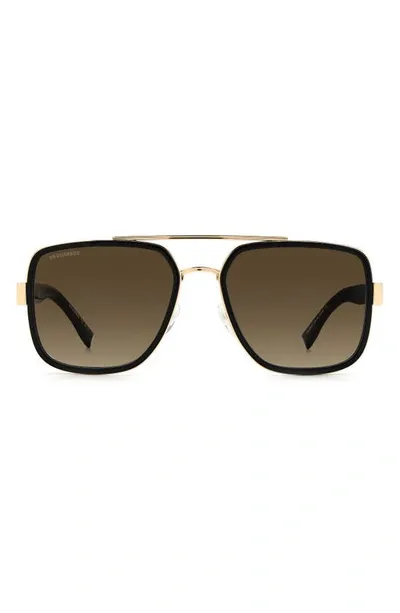 Dsquared2 58mm Gradient Square Sunglasses In Gold Black