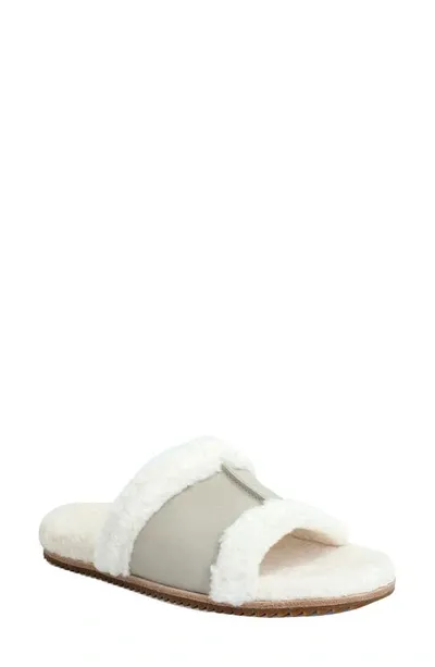 Revitalign Clara Orthotic Faux Fur Lined Slide Slipper In Oatmeal