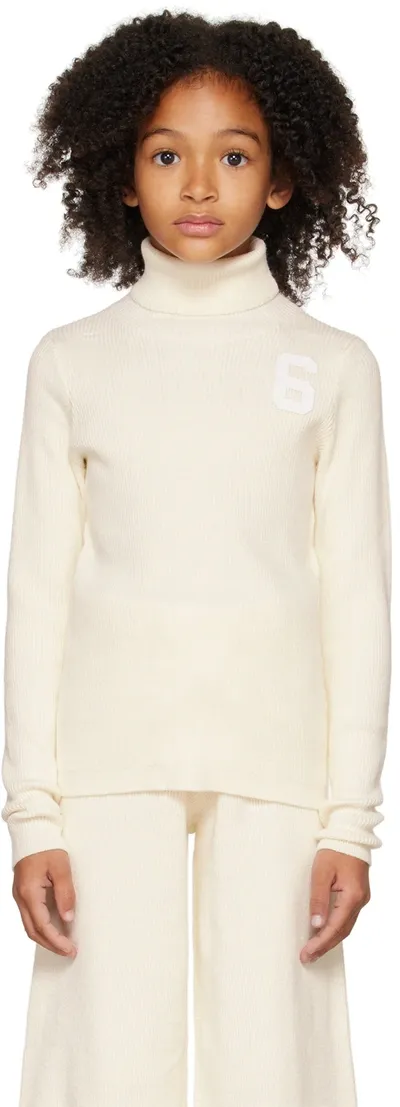 Mm6 Maison Margiela Kids Off-white Logo Turtleneck In M6101 Off White