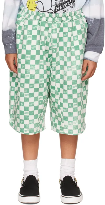 Luckytry Kids Green Check Balloon Shorts