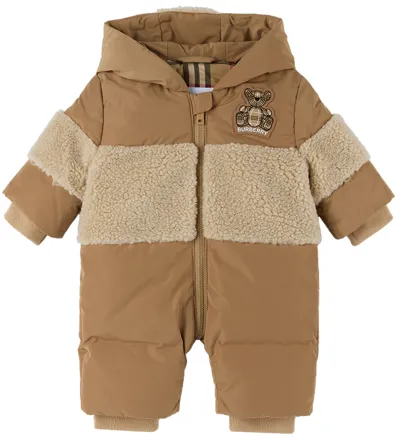 Burberry Baby Beige Down Thomas Bear Appliqué Snowsuit