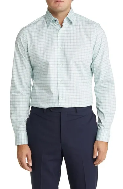 Duchamp Tailored Fit Plaid Dress Shirt In Green