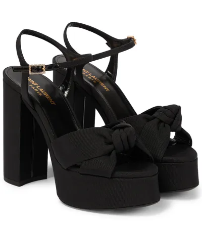 Saint Laurent Bianca Grosgrain Platform Sandals In Nero