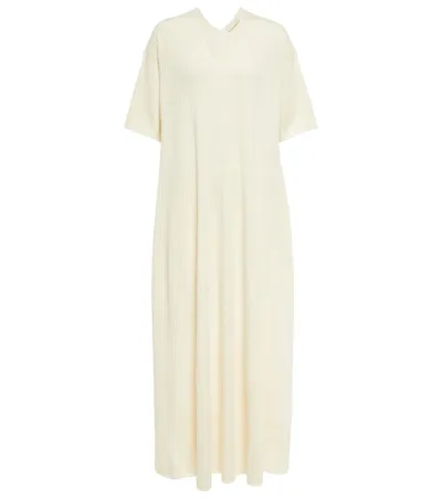 Loro Piana Ribbed-knit Cashmere And Silk Midi Dress In Nougat