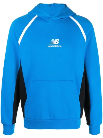 New Balance Logo-print Long-sleeve Hoodie In Blue