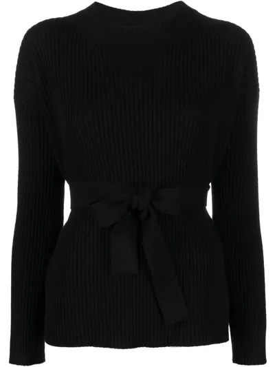 Fabiana Filippi Slit-detail Ribbed-knit Top In Schwarz