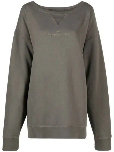 Maison Margiela Logo-embroidered Drop-shoulder Sweatshirt In Green