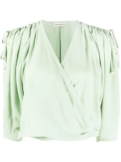 Veronique Leroy Ruched Wrap Blouse In 70 Mint