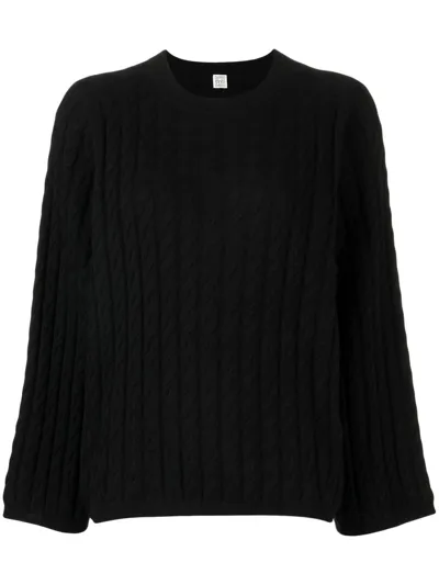 Totême Toteme Cable Knit Cashmere Sweater In Black