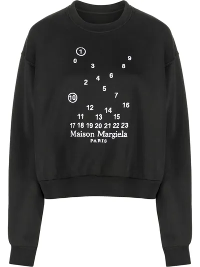 Maison Margiela Cotton Crew-neck Sweatshirt With Logo In Black