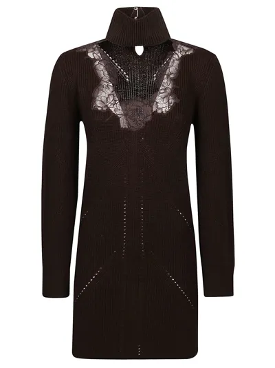 Blumarine Knitted Dress In Brown