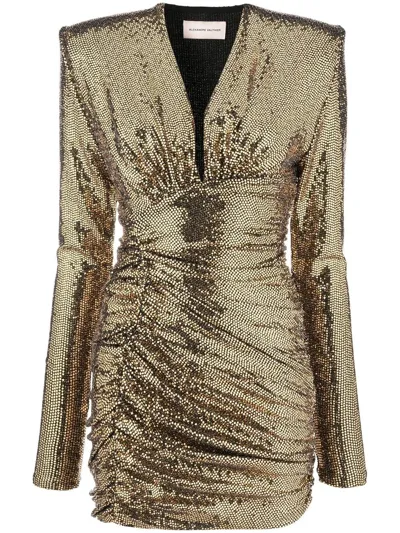 Alexandre Vauthier Sequin-embellished V-neck Mini Dress In Grey