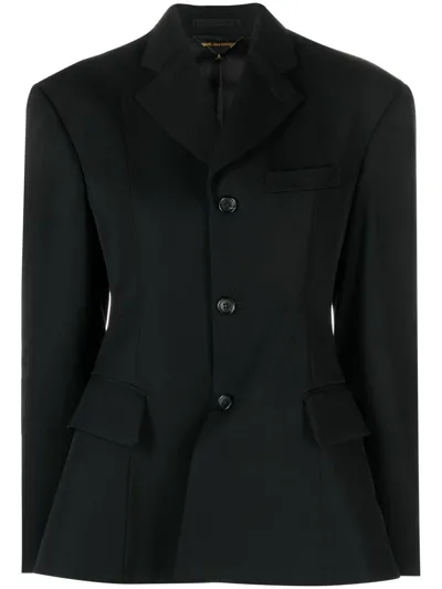 Comme Des Garçons Fitted-waistline Single-breasted Blazer In Black