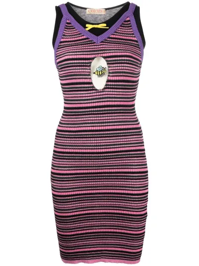 Cormio Striped Cotton-silk-cashmere Bodycon Dress In Multicolore