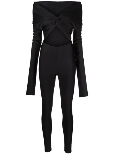 The Andamane Ruched Long-sleeved Jumpsuit In Black