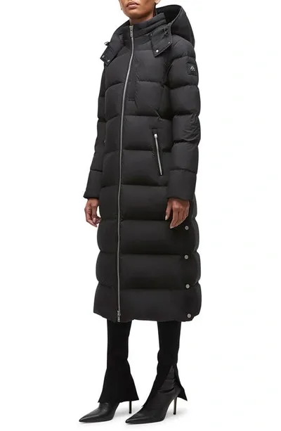 Moose Knuckles Jocada Hooded Longline Down Parka In Black