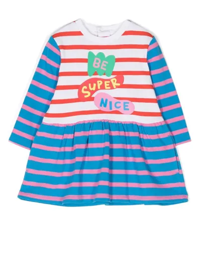 Stella Mccartney Babies' Striped Long-sleeved Dress In White