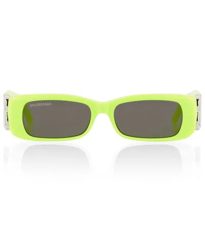 Balenciaga 0096s Dynasty Rectangle Sunglasses In Green