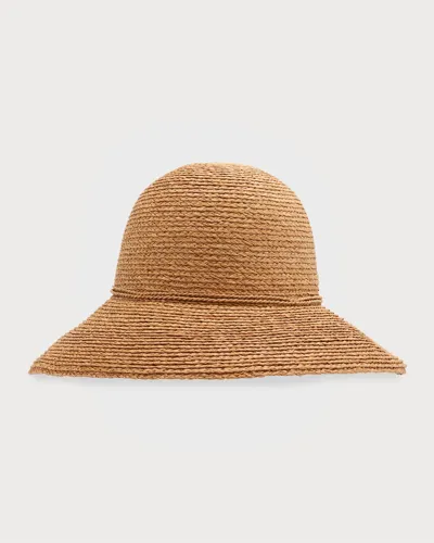 Helen Kaminski Braided Raffia Round Fedora In Nougat