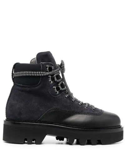 Furla Panelled Lace-up Boots In Schwarz