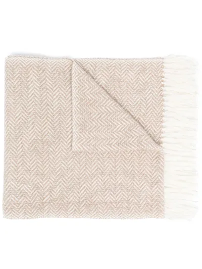 Eleventy Fringed Cashmere Scarf In Neutrals