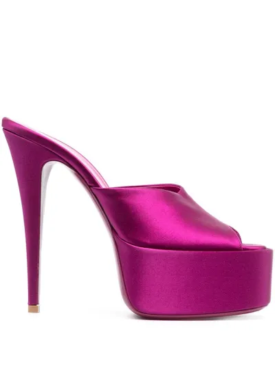 Paris Texas Fuchsia Marina Mules With High Heel And Platform In Purple