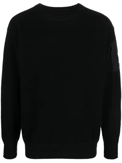 C.p. Company Lens-detail Crew Neck Jumper In 888 Total Eclipse