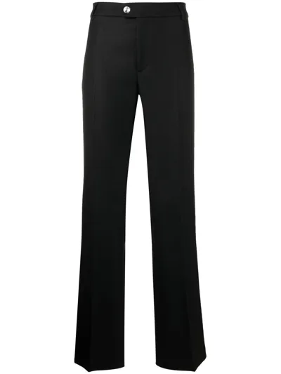 Blumarine Crystal-button Straight-trousers In Black