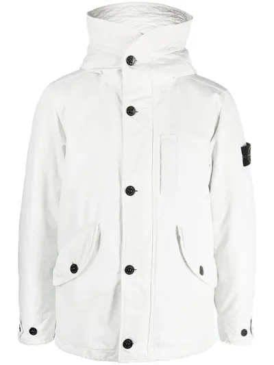 Stone Island David-pc Hooded Parka Coat In White